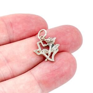 Vintage USA Sterling Silver 925 Texas State Rose Pendant